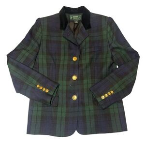 Lauren Ralph Lauren Tartan Plaid Wool Blend Blazer